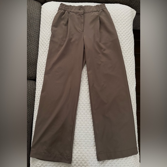 Beyond Yoga Status Wide Leg Trouser in Dune Size XS NW1251 Brown Pleated Pants - Picture 6 of 16